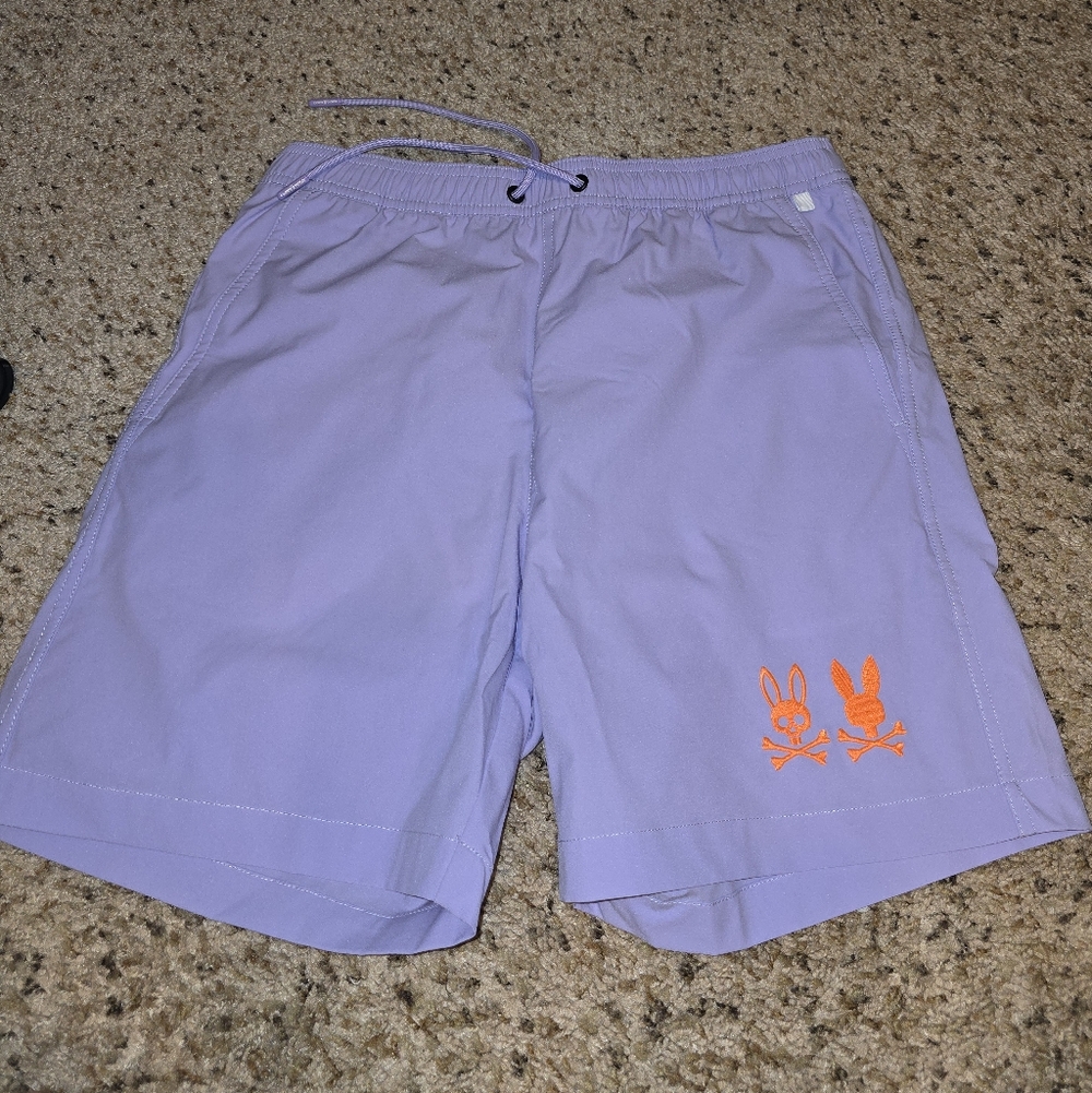 Men's Lilac Swim Shorts with Orange Bunny Logo